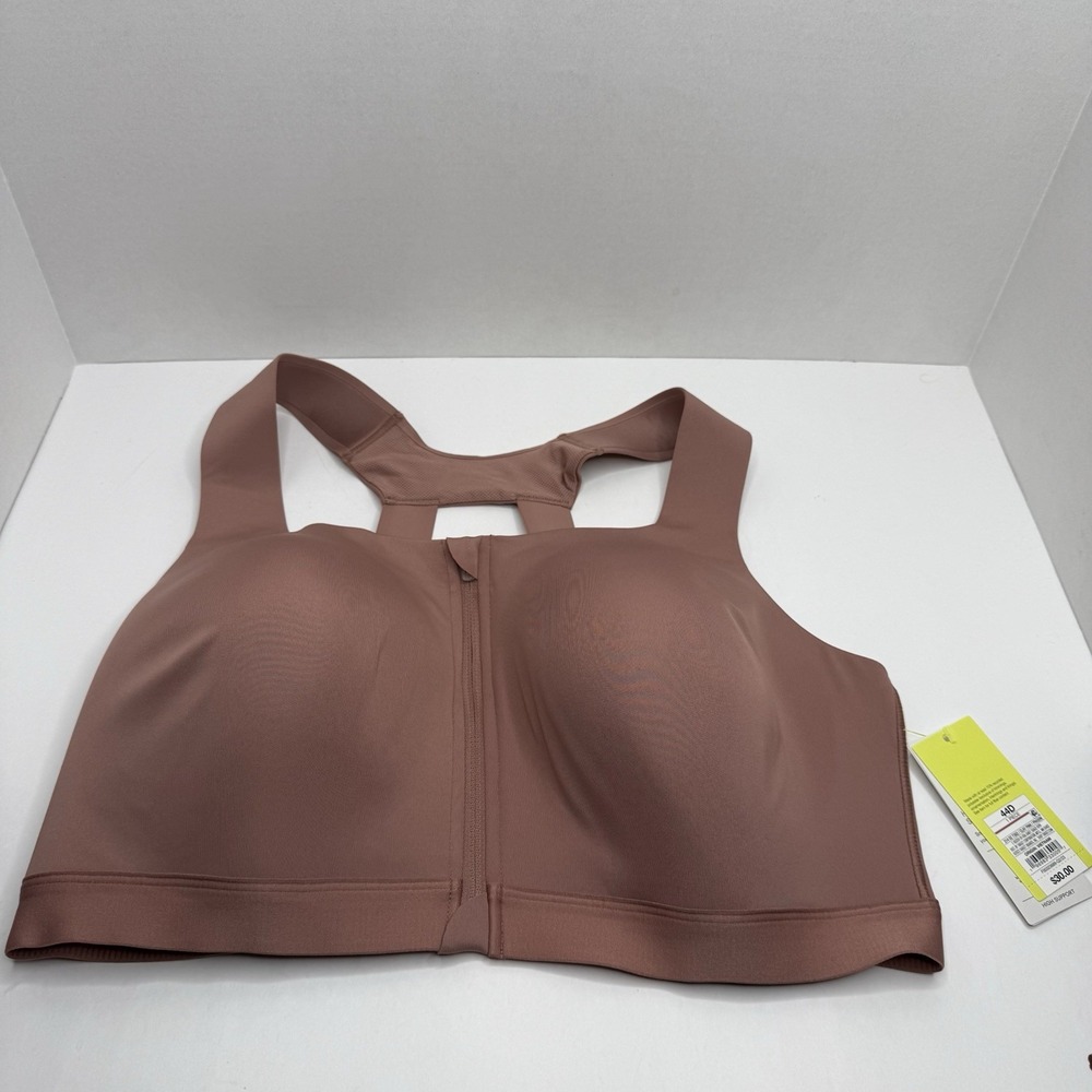 All In Motion High Support Sports Bra 44D Clay Pink Front Zip New 214 02 7382